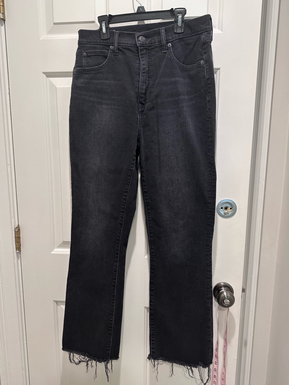 GAP Black High-Rise Kick Flare Jeans with Raw Hem